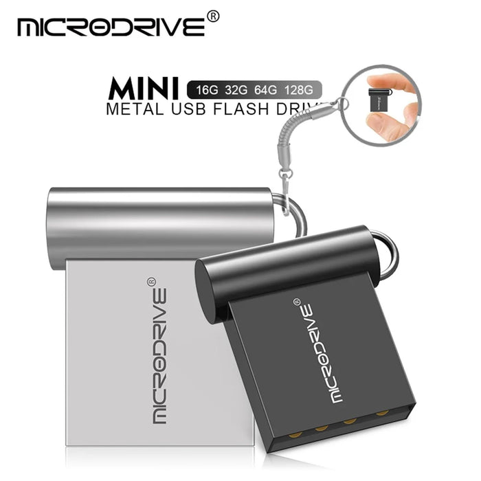 MICRODRIVE USB 2.0 Flash Drive 8GB Mini Metal U-Disk with Hook - Gold - 2