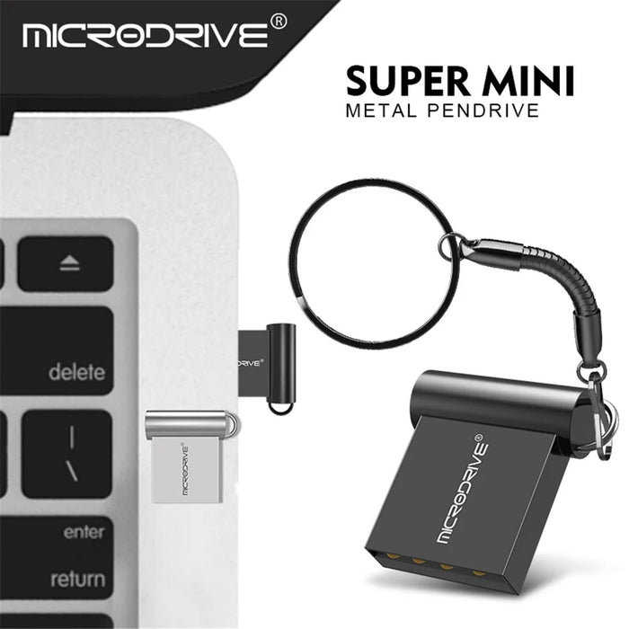 MICRODRIVE USB 2.0 Flash Drive 8GB Mini Metal U-Disk with Hook - Gold - 3