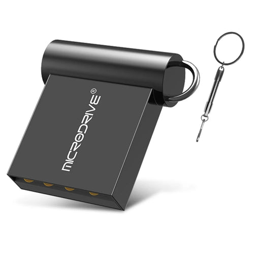MICRODRIVE 16GB USB 2.0 Mini Metal Flash Drive with Hook - Black - 1