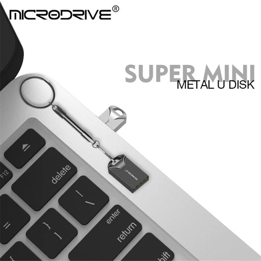 MICRODRIVE 64GB USB 2.0 Flash Drive Portable Mini Metal U-Disk - Silver - 2