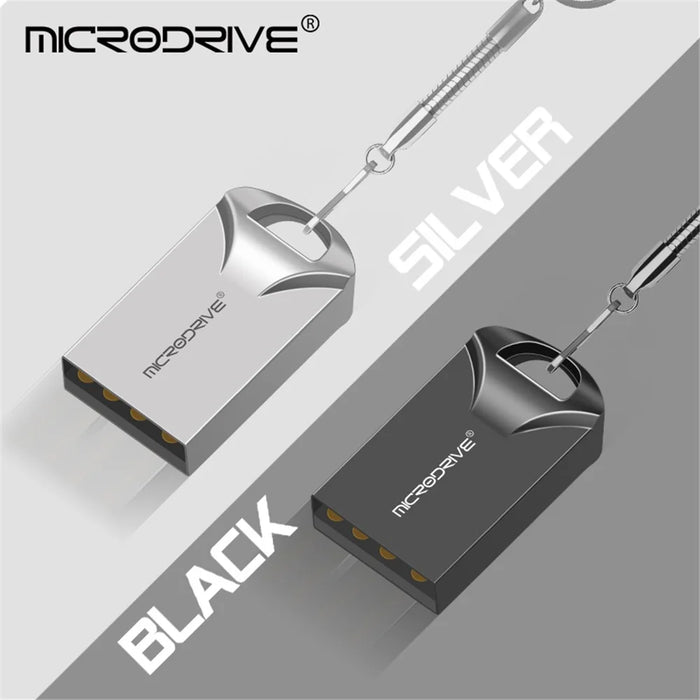 MICRODRIVE 64GB USB 2.0 Flash Drive Portable Mini Metal U-Disk - Silver - 3