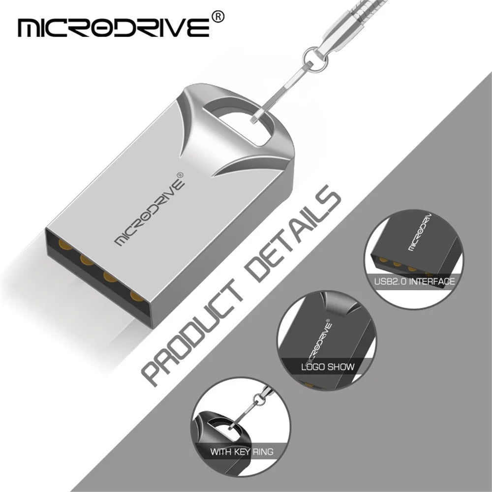 MICRODRIVE USB 2.0 Mini Flash Drive Portable Metal 16GB U-Disk - Black - 4
