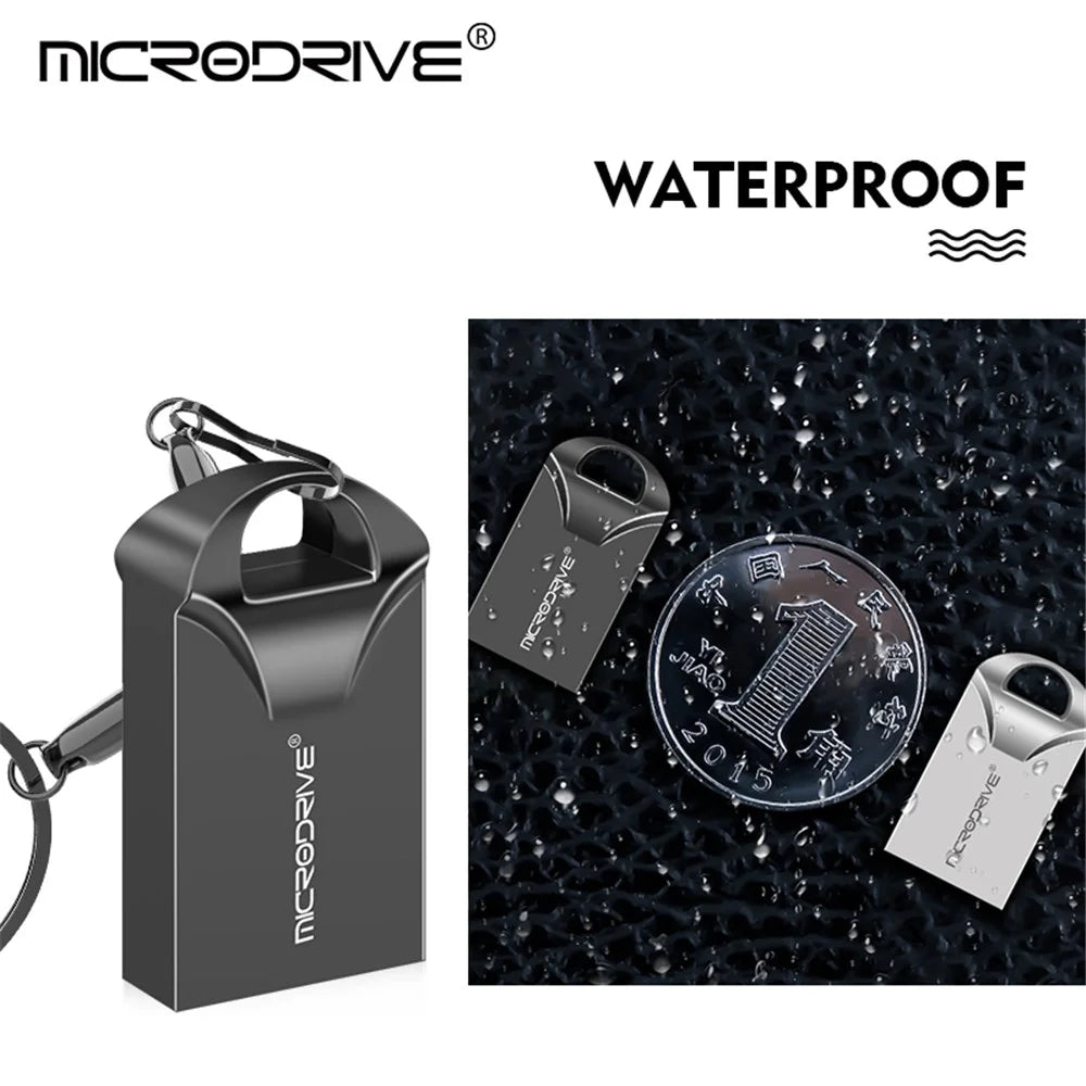 MICRODRIVE USB 2.0 Mini Flash Drive Portable Metal 16GB U-Disk - Black - 5