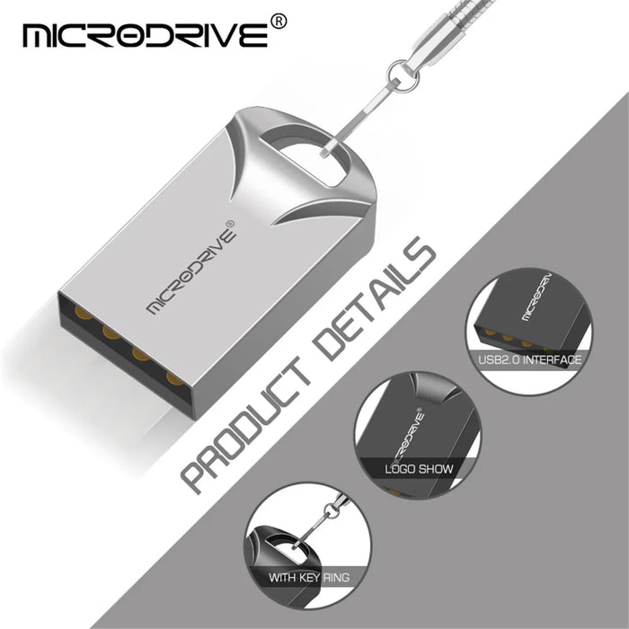 MICRODRIVE Mini Metal U-Disk Portable USB 2.0 8GB Flash Drive - Silver - 4