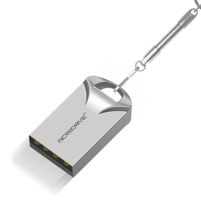 MICRODRIVE 128GB Metal Mini U-Disk Portable USB 2.0 Flash Drive - Silver - 1
