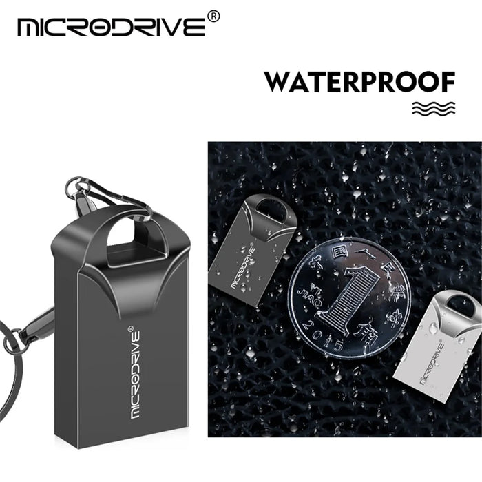 MICRODRIVE 128GB Metal Mini U-Disk Portable USB 2.0 Flash Drive - Silver - 5
