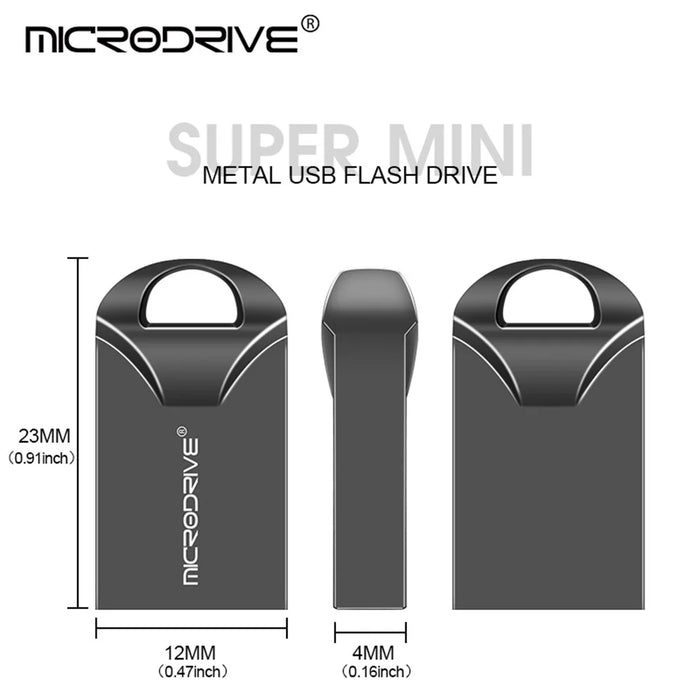 MICRODRIVE 128GB Metal Mini U-Disk Portable USB 2.0 Flash Drive - Silver - 6