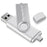 MICRODRIVE 8GB 2-in-1 USB 2.0 / Type-C OTG Flash Drive Metal Rotating USB Memory Stick - White - 1
