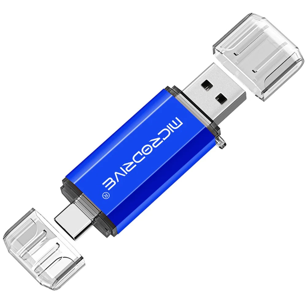 MICRODRIVE 16GB 2-in-1 USB 2.0 / Type-C U-Disk High Speed Phone Laptop Flash Disk - Blue - 1