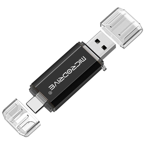 MICRODRIVE 32GB 2-in-1 USB 2.0 / Type-C U-Disk High Speed Phone Computer Flash Disk - Black - 1