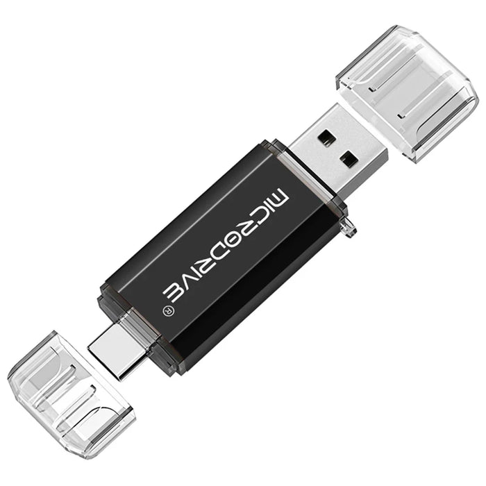 MICRODRIVE 32GB 2-in-1 USB 2.0 / Type-C U-Disk High Speed Phone Computer Flash Disk - Black - 1