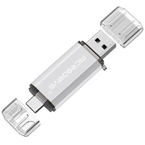 MICRODRIVE 64GB 2-in-1 USB 2.0 / Type-C U-Disk Phone Laptop Computer Flash Disk - White - 1