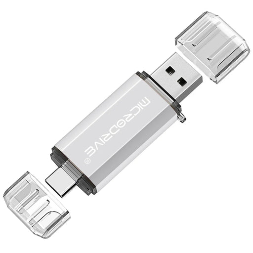 MICRODRIVE 64GB 2-in-1 USB 2.0 / Type-C U-Disk Phone Laptop Computer Flash Disk - White - 1