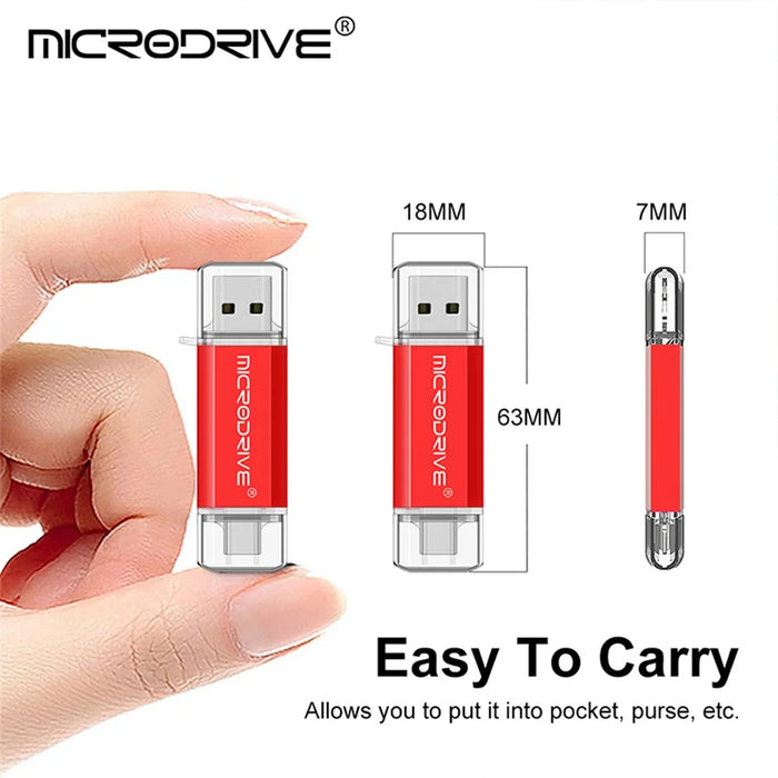 MICRODRIVE 64GB 2-in-1 USB 2.0 / Type-C U-Disk Phone Laptop Computer Flash Disk - White - 4