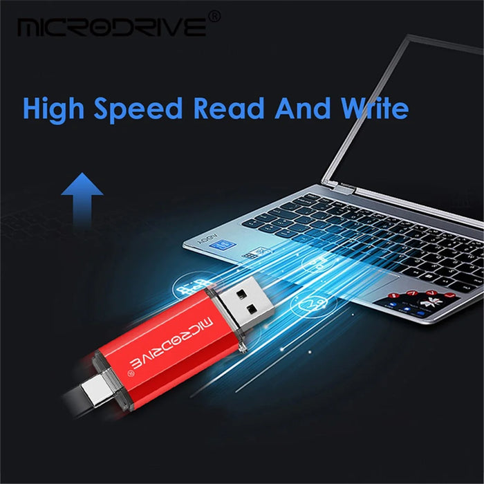 MICRODRIVE 64GB 2-in-1 USB 2.0 / Type-C U-Disk Phone Laptop Computer Flash Disk - White - 6