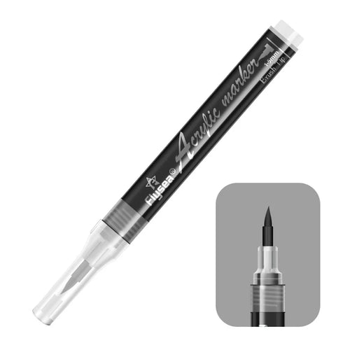 FLYSEA FS-3601 Acrylic Paint Pen Soft Brush Tip Color Pen for Coloring Painting DIY Nail Art - Black - 1