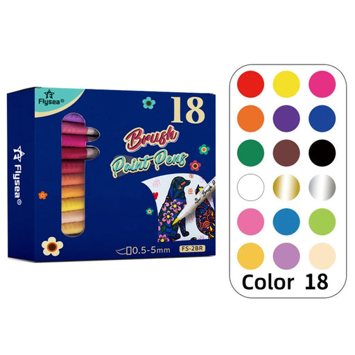 FLYSEA FS-2BR 18Pcs / Box Water Based Marker Paint Pens Soft Tip Color Acrylic Paint Pens - 1