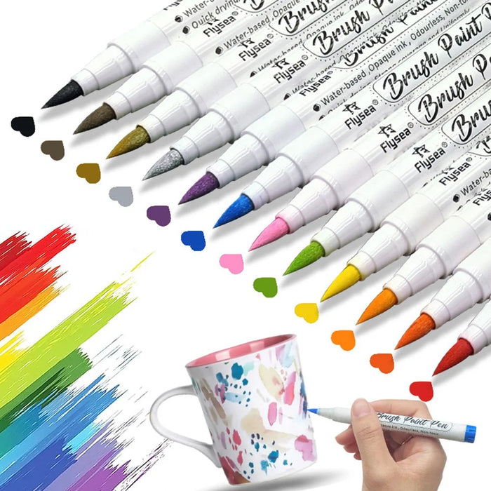 FLYSEA FS-2BR 24Pcs / Box Soft Tip Acrylic Markers Paint Pens Water-Based Pens for Glass Ceramic Paper - 2