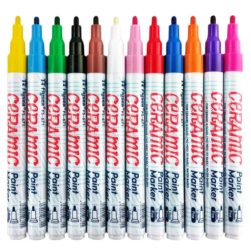 FLYSEA FS-671 12Pcs / Box Paint Pens for Ceramic Glass DIY Arts Crafts Marker Pens 1.0mm Fine Tip - 2