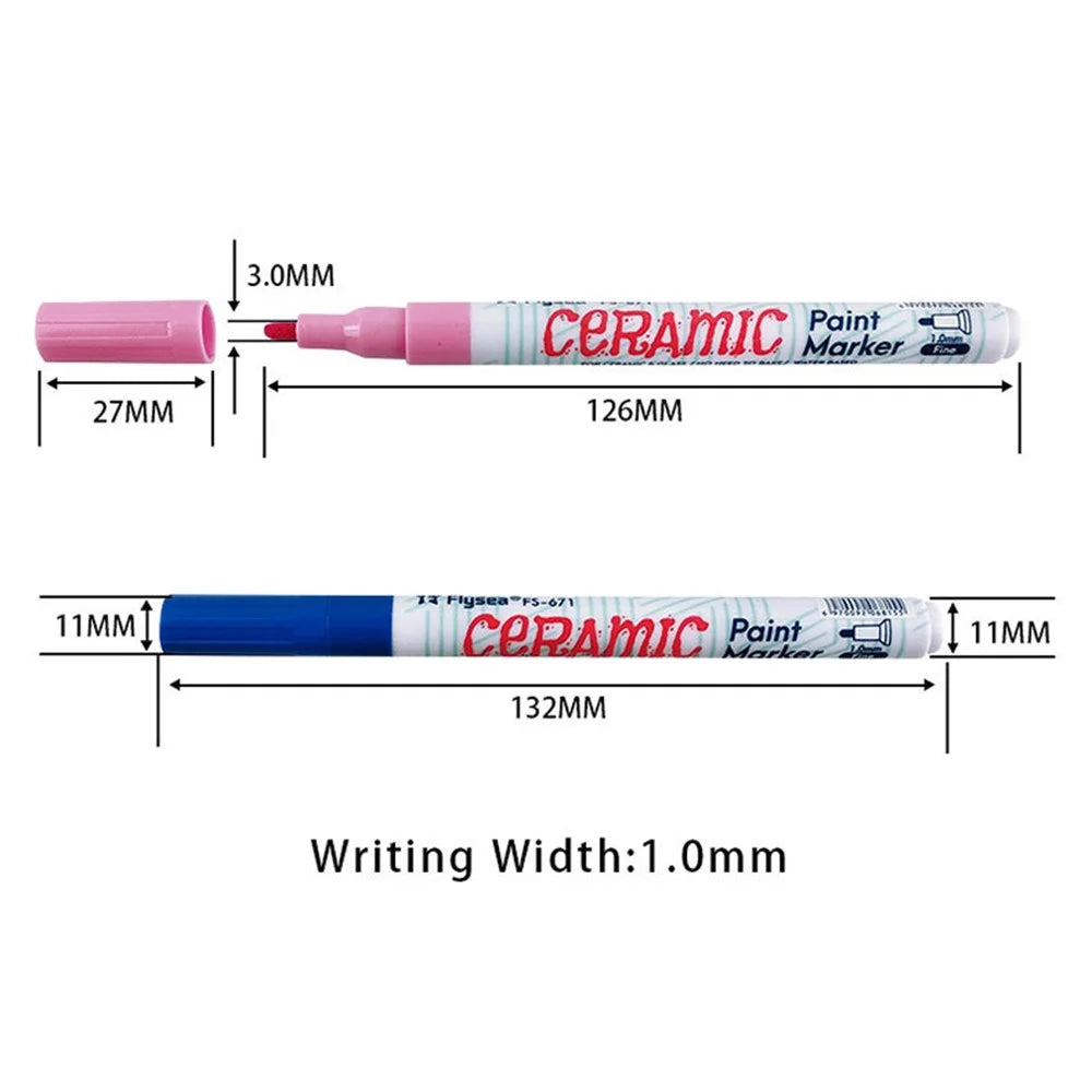 FLYSEA FS-671 12Pcs / Box Paint Pens for Ceramic Glass DIY Arts Crafts Marker Pens 1.0mm Fine Tip - 6