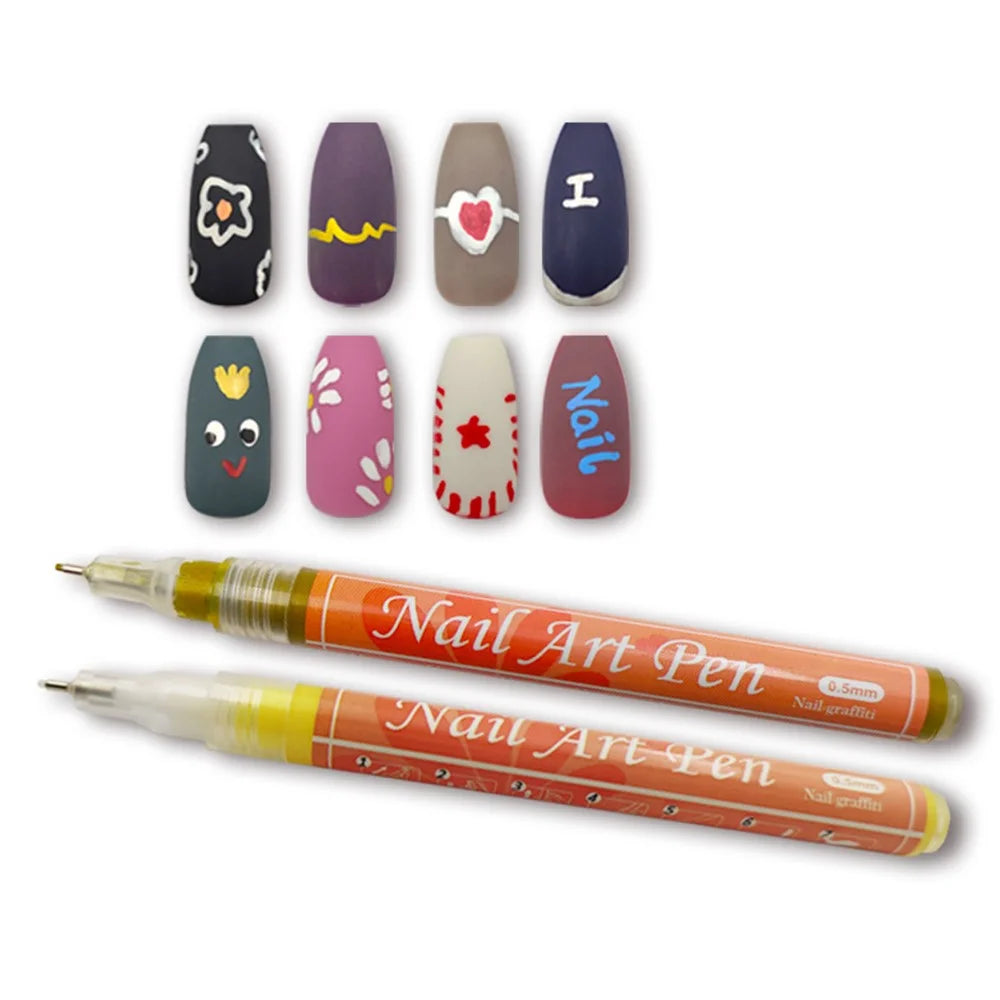FLYSEA NA-5 Nail Art Pens 0.5mm Fine Tip Quick Drying Graffiti Dotting Acrylic Marker Pens - Black - 4