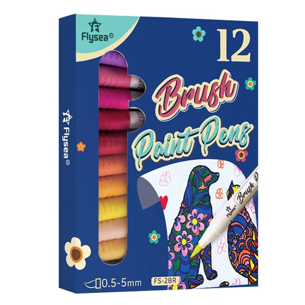 FLYSEA FS-2BR 12Pcs Acrylic Paint Pens Set 0.5-5mm Fine Tip Paint Markers for Graffiti - 7