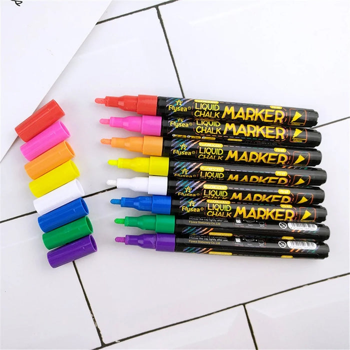 FLYSEA FS-63 8Pcs Paint Pens Set Liquid Chalk Markers Pens Fluorescent Pen 1mm Extra Fine Tip - 1