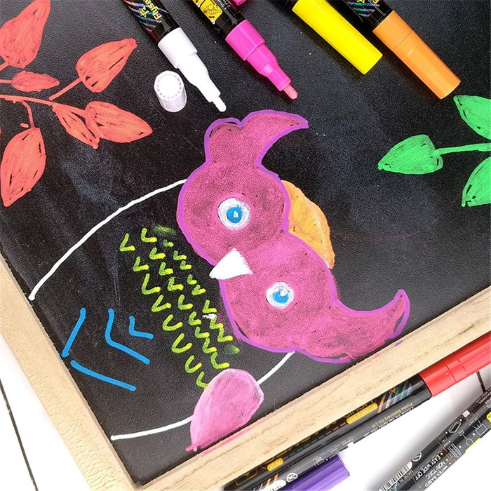 FLYSEA FS-63 8Pcs Paint Pens Set Liquid Chalk Markers Pens Fluorescent Pen 1mm Extra Fine Tip - 7
