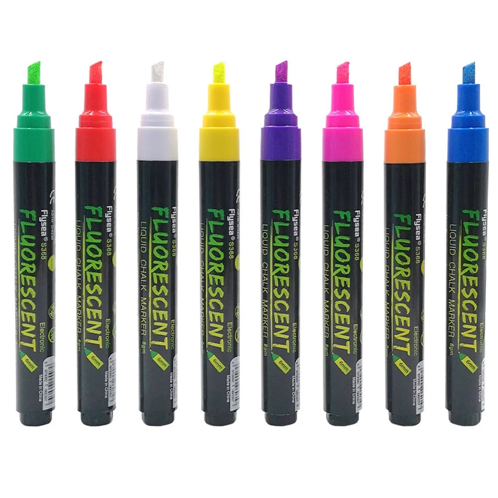 FLYSEA S368 8Pcs LED Light Board Pen Non-Toxic Neon Pens Whiteboard Markers 6mm Tip - 1