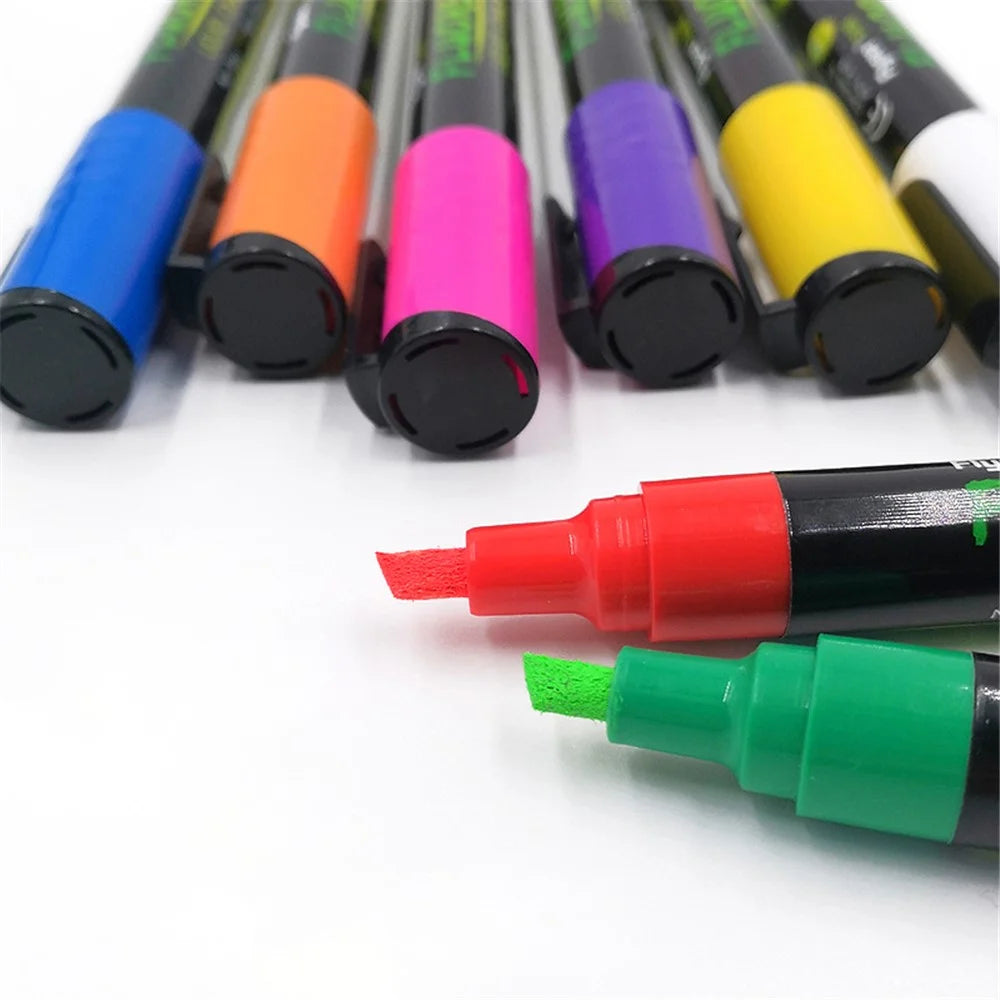 FLYSEA S368 8Pcs LED Light Board Pen Non-Toxic Neon Pens Whiteboard Markers 6mm Tip - 3