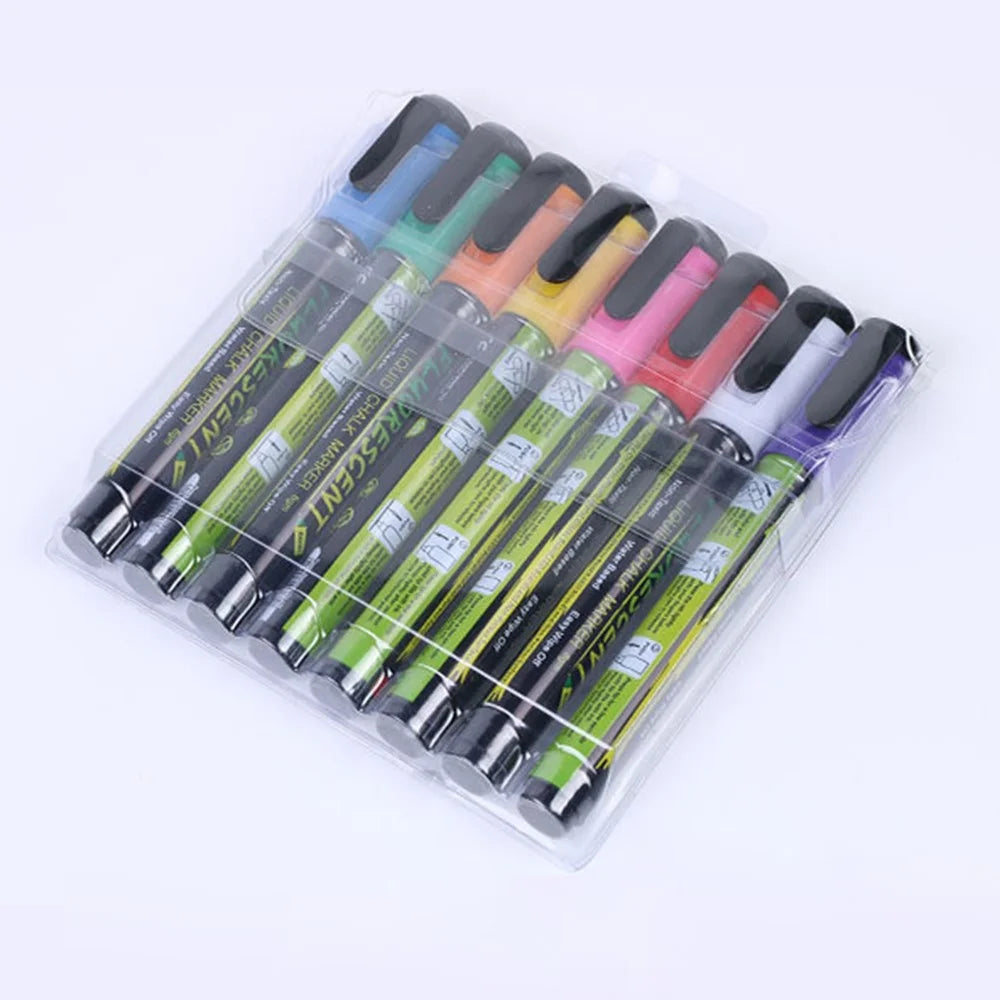 FLYSEA S368 8Pcs LED Light Board Pen Non-Toxic Neon Pens Whiteboard Markers 6mm Tip - 7