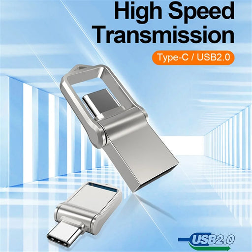 MICRODRIVE 128GB Mini Flash Drive High Speed USB 2.0 / Type-C Metal U-Disk - Black - 2