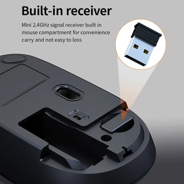 DM K6 Slim Mouse 2.4GHz Wireless Business Working Mouse (without Battery) - 6