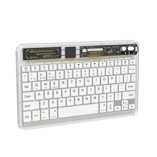 BENWIS OT-CKB-WH Crystal Keyboard Ultra Thin 78-key Bluetooth-compatible Keyboard with Backlit - White - 1