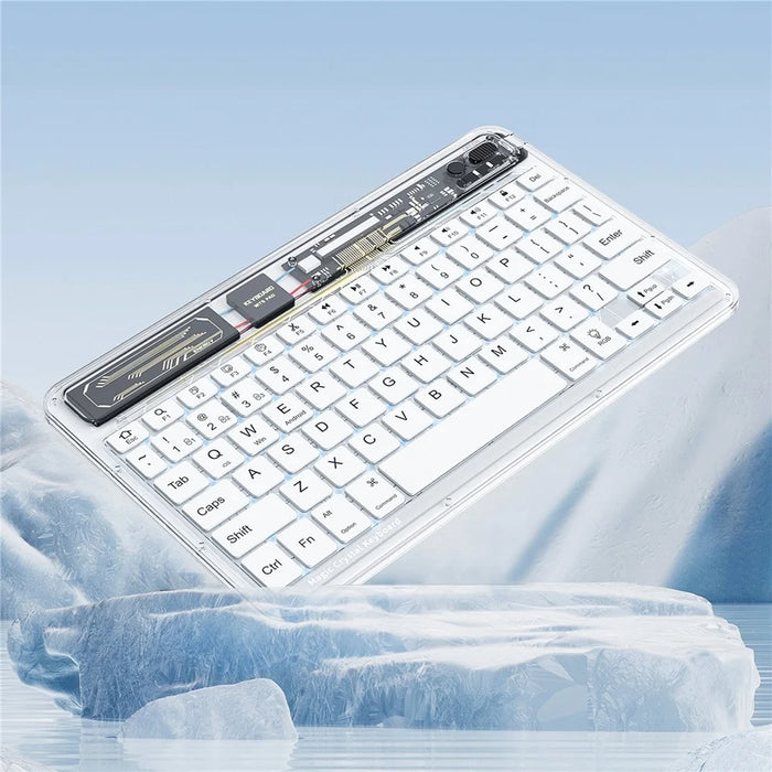 BENWIS OT-CKB-WH Crystal Keyboard Ultra Thin 78-key Bluetooth-compatible Keyboard with Backlit - White - 2