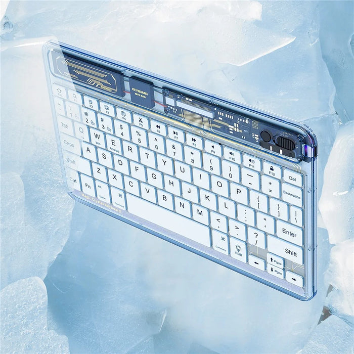 BENWIS OT-CKB-WH Crystal Keyboard Ultra Thin 78-key Bluetooth-compatible Keyboard with Backlit - White - 3