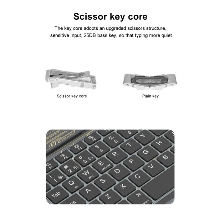 BENWIS OT-CKB-WH Crystal Keyboard Ultra Thin 78-key Bluetooth-compatible Keyboard with Backlit - White - 6