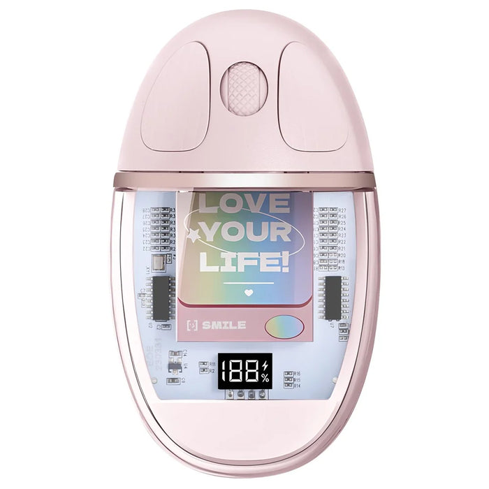 BENWIS OT-CMS-WH Crystal Mouse Silent Wireless Bluetooth-compatible / 2.4GHz Dual Mode Mice - Pink - 2