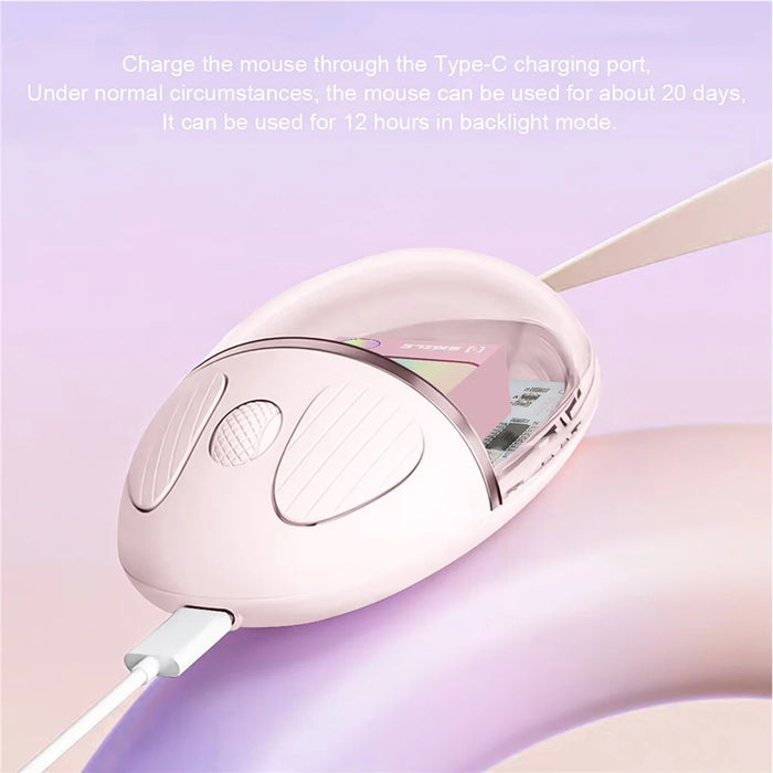 BENWIS OT-CMS-WH Crystal Mouse Silent Wireless Bluetooth-compatible / 2.4GHz Dual Mode Mice - Pink - 6