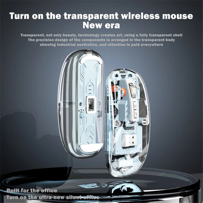 M133 Transparent Bluetooth-compatible / 2.4G Wireless Gaming Mouse RGB Light Computer Laptop Mice (CE Certified) - Blue - 2