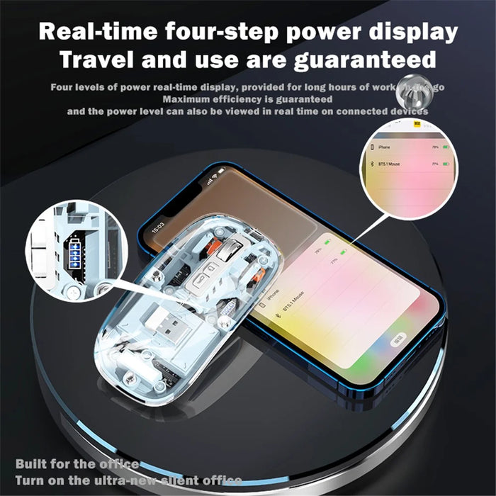 M133 Transparent Bluetooth-compatible / 2.4G Wireless Gaming Mouse RGB Light Computer Laptop Mice (CE Certified) - Blue - 3