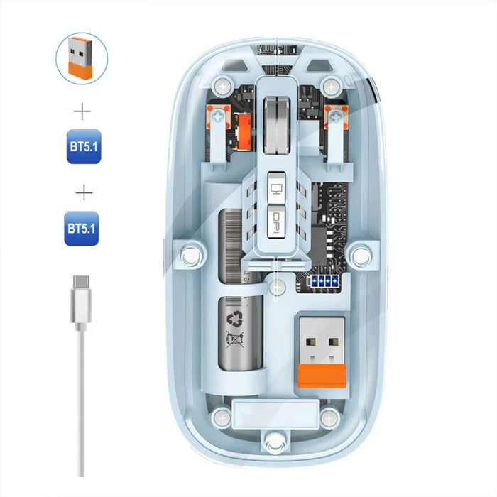 M233 Transparent Mouse Wireless Bluetooth-compatible Three Mode Silent Mice for PC Laptop (CE Certified) - Blue - 1