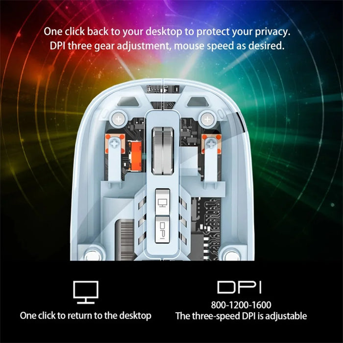 M233 Transparent Mouse Wireless Bluetooth-compatible Three Mode Silent Mice for PC Laptop (CE Certified) - Blue - 5