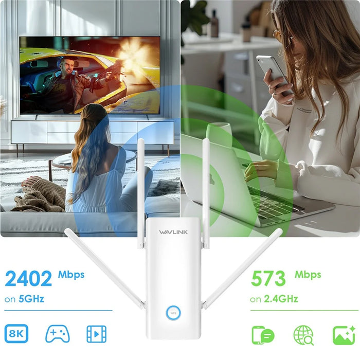 WAVLINK AX3000 2.4 / 5GHz WiFi6 Extender Repeater 1000Mbps WiFi Signal Booster Amplifier - US Plug - 4