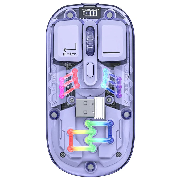 M533 2.4G+Bluetooth-compatible 5.0 Dual Mode Transparent Wireless Mouse with RGB Light - Purple - 1