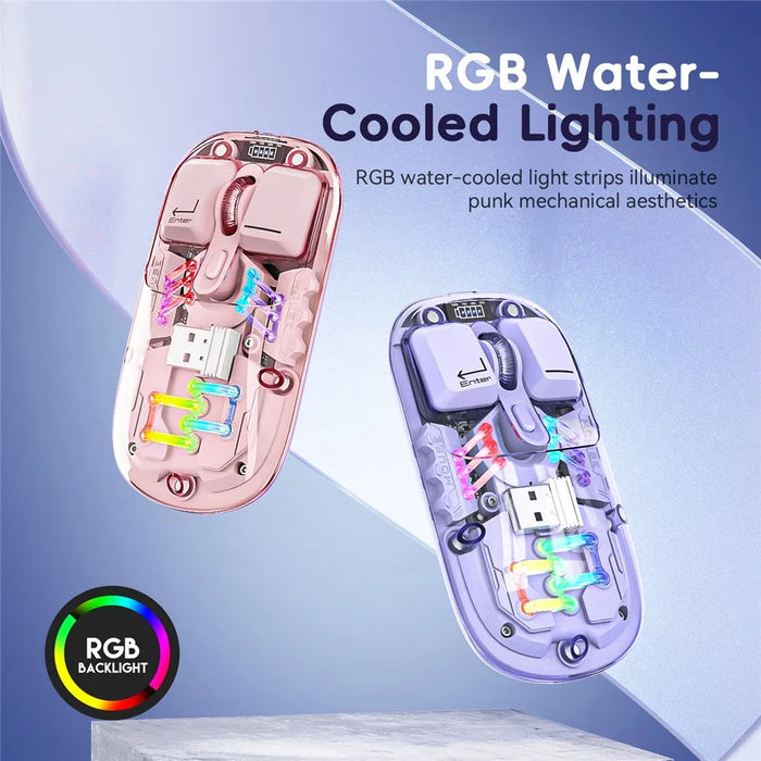 M533 2.4G+Bluetooth-compatible 5.0 Dual Mode Transparent Wireless Mouse with RGB Light - Purple - 6