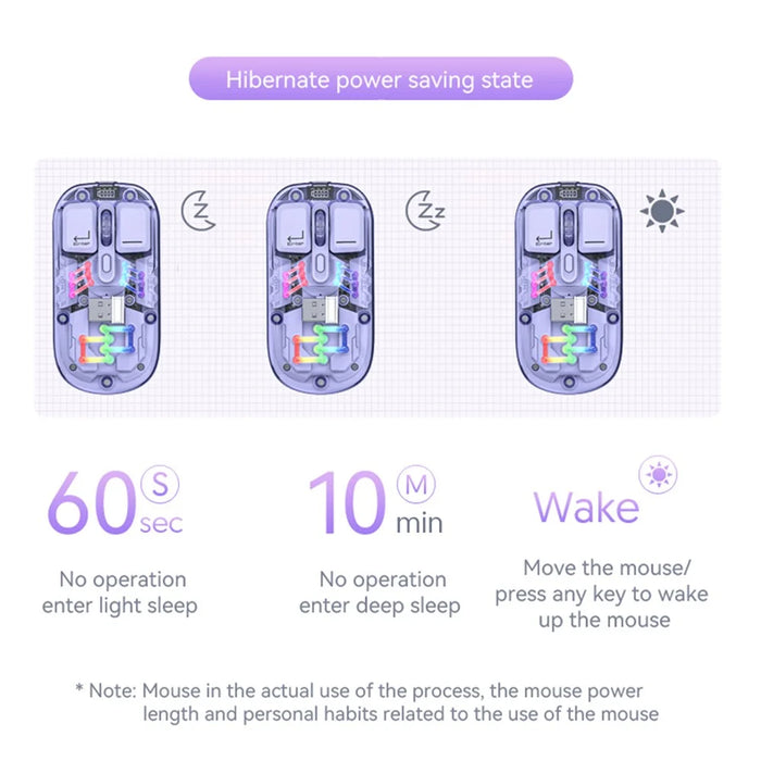 M533 2.4G+Bluetooth-compatible 5.0 Dual Mode Transparent Wireless Mouse with RGB Light - Purple - 7