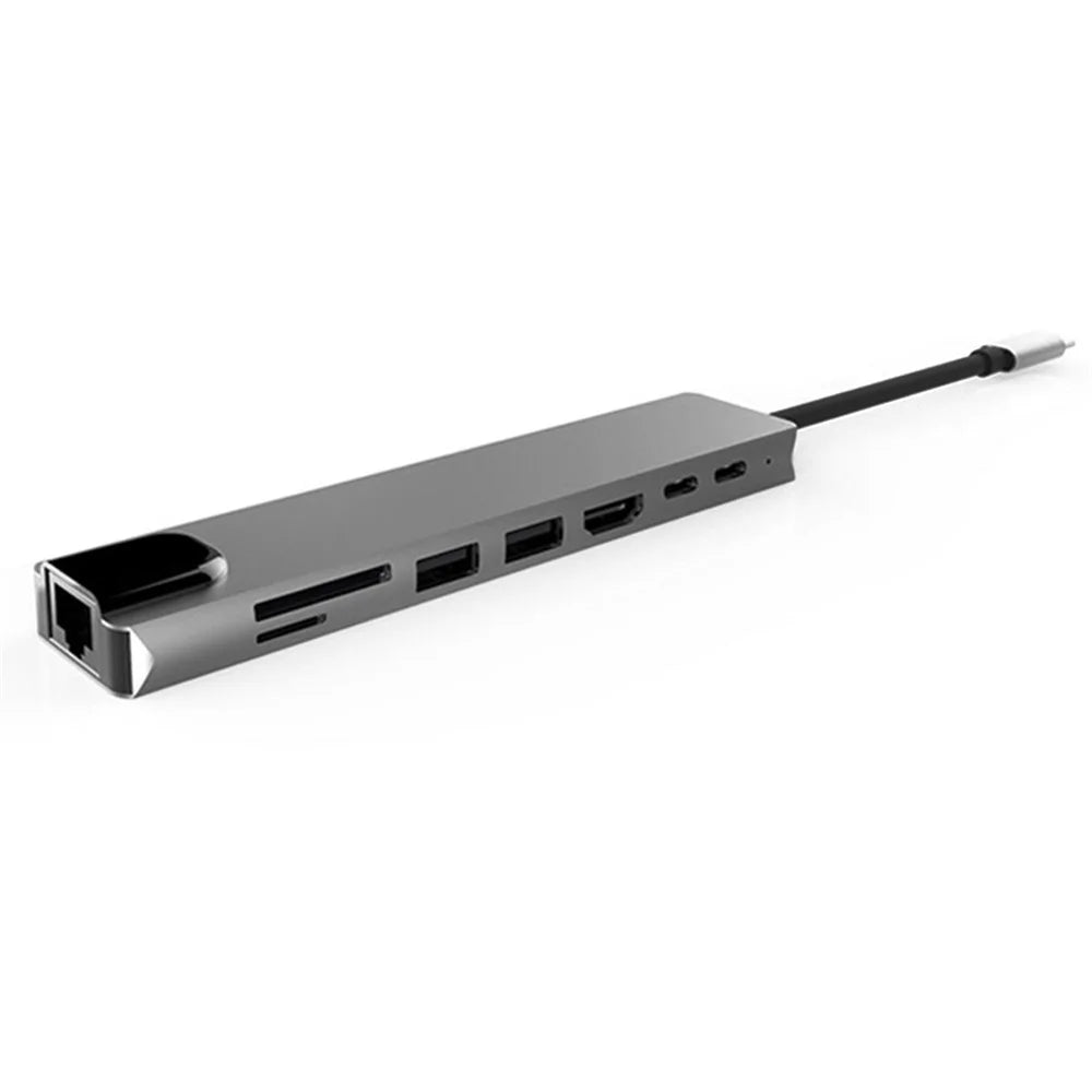 WC7367 8 in 1 USB-C HUB Multi-function SD / TF Card Reader HD RJ45 USB PD Type-C Docking Station Converter - 3