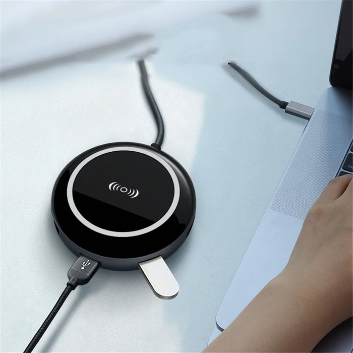 QTH901 9 in 1 Type C Hub Wireless Charger Card Reader with HD USB 3.0x3 HD RJ45 SD TF Card Slot - 3