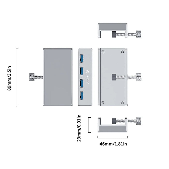 ORICO MH4PU-P Aluminum Alloy 4 Ports USB3.0 Clip-type Hub - 5